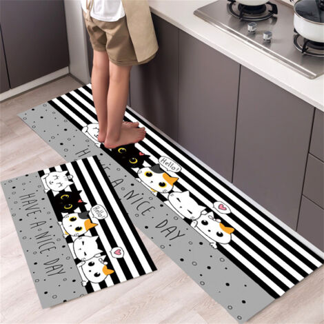Tapis de sol pour cuisine et entrée QYSC-201 anti-glissant polyester 40x120cm - Support ergonomique, facile à nettoyer (1/2)