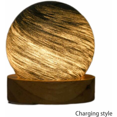 Lampe Planète Galaxie Modèle Unique avec Base Bois et Verre Écologique Multicolore Dimming Infini Dimensions 8cm 250g Lumière Ambiance Salle Décoration Fête Noël (1/5)