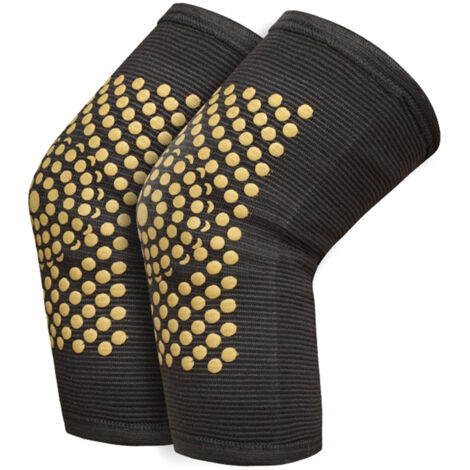 Genouillères avec Moxibustion Chinoise Naturelle - Soulagement Arthrite et Douleurs Articulaires - Design Élastique et Respirant - Taille 27x15cm - Noir/Jaune/Gris - 1 Paire (1/5)