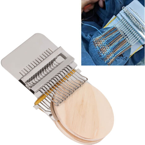 [Accessoire de Weaving] Métier à tisser miniature avec 14 crochets et 1 aiguille, métier à tisser Darning Loom Weave Tool Kit pour DIY, travaux manuels et réparation textile (1/5)