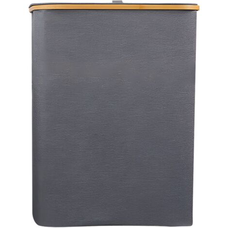 Panier à linge avec couvercle et compartiments séparés - Housse Oxford et bambou - 160L Noir/Gris - 75x57x37cm - 3 sacs internes (1/5)