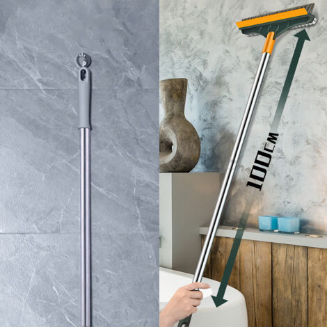 Balai de Sol Longue Durée avec Poignée Détachable 120° Rotation Scrubber pour Nettoyer Sols Salle de Bain et Cuisine 110x23 cm ABS PVC Blanc Vert Khaki (1/5)