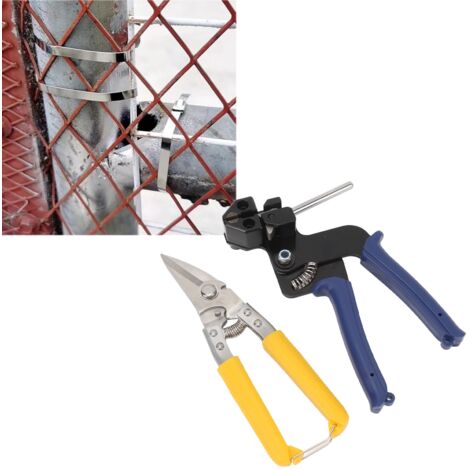 Outil de Serrage/Coupe pour Attaches Métalliques Réglable en Acier Inoxydable avec 100 Attaches + Démonteur pour Fixations Outdoor (1/5)
