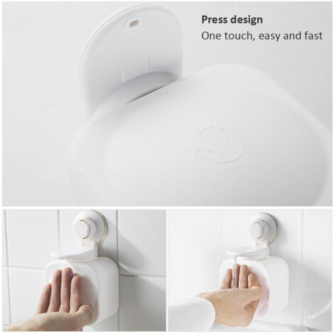 Distributeur de Soap sans Pompe avec Ventouse en PVC+ABS à Fixation Murale pour Lotion Liquide - Charge 3KG (1/5)