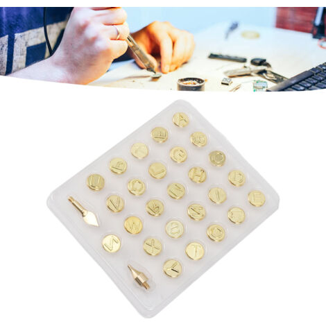 Étiquettes Branding 26 Lettres Alphabet Brass pour Bois Cuir Papier Personnalisation Lettres Burning Tip Alphabet Carving Tip Wood Burning Accessories (1/5)