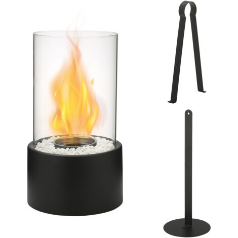 Chemin de table Ethanol Stainless Steel Noir 28x16x14cm avec Verre Résistant à la Chaleur (1/5)