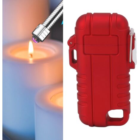 Briquet électrique rechargeable USB double arc anti-vent imperméable IPX7 sans flamme avec câble data et cordon noir (1/5)