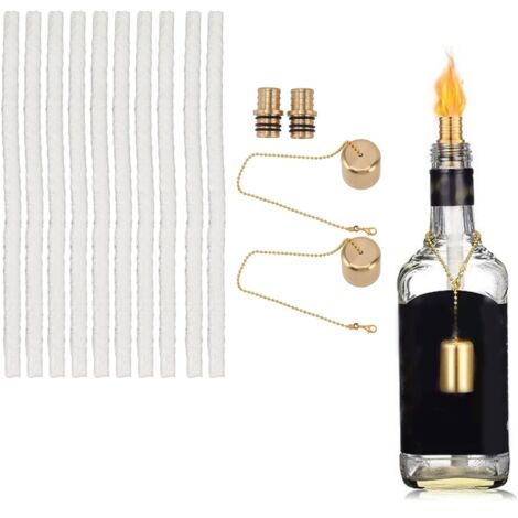 Kit pour Torchons de Bouteilles de Vin 【10 mèches en fibre de verre + 2 supports + 2 couvre-bouchons】 DIY Lumière Décoration Intérieur/Extérieur ManoMano (1/5)