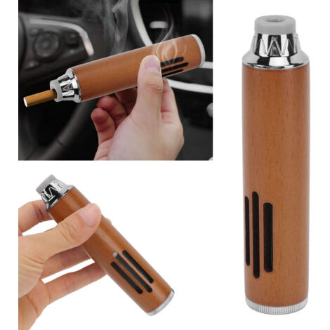 Cigarette Holder Mini Ashtray Portable Organizer Anti-Soot Iron Gray pour Voiture avec Capacité de 10 Cigarettes (130x28mm, Alliage Aluminium)