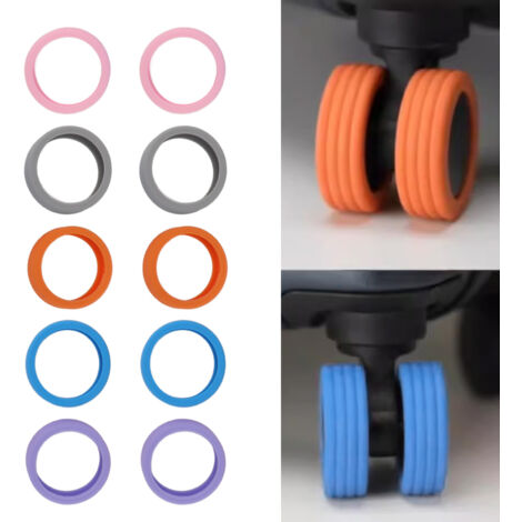Housse pour roues de valise en silicone absorbante et anti-bruit, 10 pièces colorées pour protection et style. (1/5)