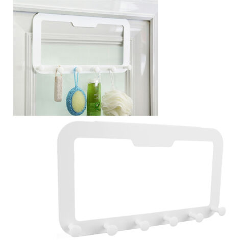 Support de Porte 6 Crochets Adhesive Sans Trace PS Acier Carbone Organisation Murale Moderne pour Salle de Bain Salon Chambre Format 40x22cm (1/5)