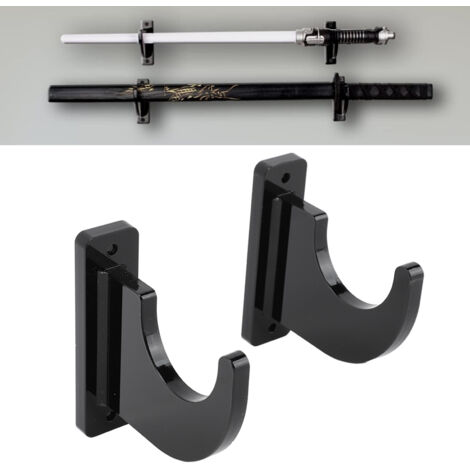 Sword Holder en acrylique pour fixation murale - Double support (2 pièces) avec vis et chevilles - Idéal pour sabres, épées, katana, couteaux, skateboards, guitares (1/5)