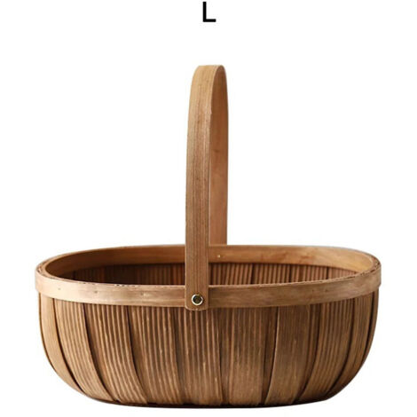 Panier Picnic Mano avec Poignée en Bois Woven Ovale 34x25x12.5cm pour Fruits et Stockage (1/5)