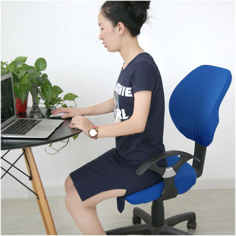 Housse de Protection Universelle pour Chaise Bureau - 92% Polyester 8% Spandex - 2 Pièces Ensemble (Couvre Siège + Dos) - Adaptable 37-52cm (1/5)