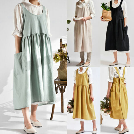 Tablier de Cuisine Femme à Poches Avant - Linen et Coton Lavé (80% coton, 20% lin) - Taille 82x105 cm - Design Café & Atelier Floriste - 1 Tablier - Tablier Professionnel Élégant et Résistant (1/5)