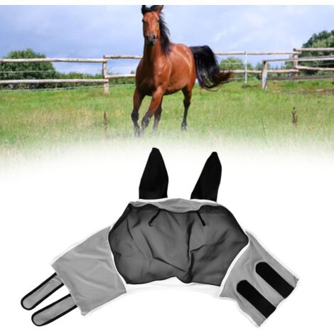 Masque pour Cheval Universal - Masque Respirant Anti-Moustiques et Insectes avec Élastique et Système d'Attache, Noir Taille S (71x112x35cm / 28.0x44.1x13.8in)