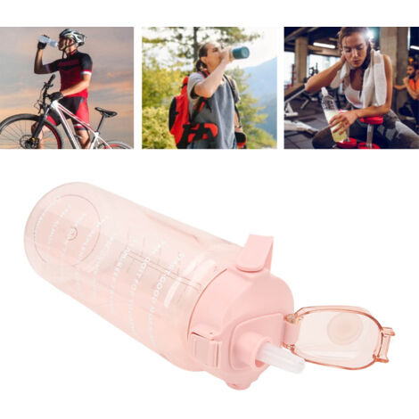 [Gourde de Sport] Gourde Outdoor 2000ml Extra Large avec Couverture et Sangle Rose PC (1/5)