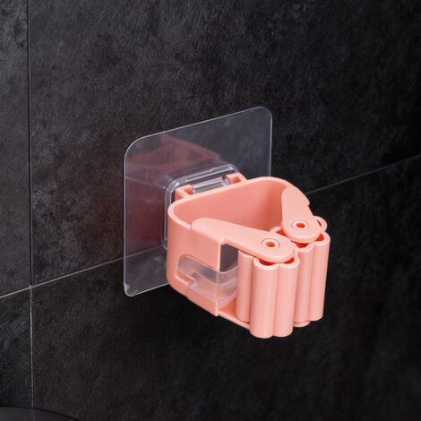Porte-mop mural Organisateur Fixation Clip murale Plastique Accessoire salle de bain Nordique Rose [Organisateur mural] + [BrandName] + [Modèle: CMH-01] + [Clips robustes, Installation facile sans per (1/5)