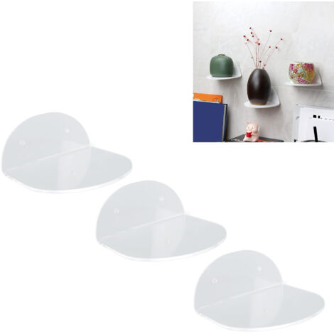Étagères murales flottantes pour speakers - Set de 3 étagères en acrylique transparent waterproof pour baby camera alarm clock - Étagères flottantes en acrylique pour mur (1/5)