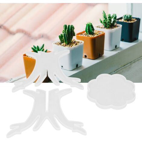 Moule silicone DIY pour pots de fleurs avec branchs irréguliers (3 pièces) - démoulage facile et résistant, design unique pour créations résines et époxy (1/5)