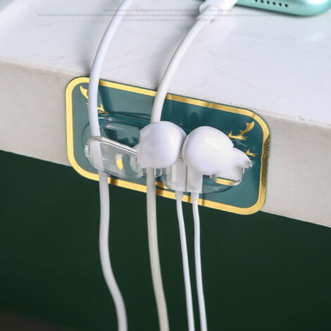 Organiseur de Cables pour Bureau Adhesive [4 pièces, 7x4cm] PC et Acrylic - Ensemble de Fixations Multifonction pour Gestion Simplifiée (1/5)