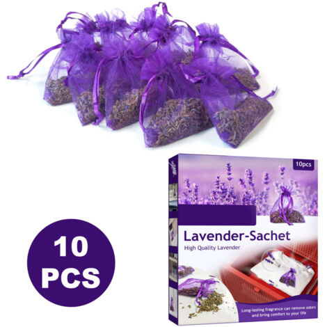 Sachets de Lavande, 10 Paquets Parfait pour Armoires et Tiroirs, Automobile, Chambre, Sachets Frais (7,5x6,5cm)