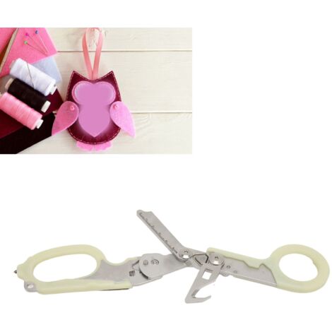 Ciseaux de Secours Multifonction Lumineux Pliantes avec Pince en Acier Inoxydable pour Outils de Sauvetage Camping et Extérieur (1/5)