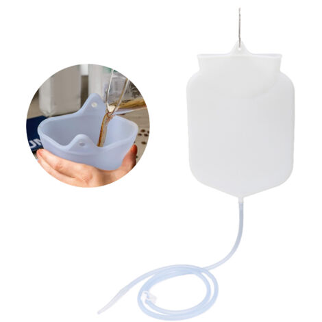 Sac de lavement en silicone - Kit complet de lavement colon avec tuyau, régulateur et 3 accessoires - Silicone transparent 4L pour lavement café ou thérapie hydro colon (1/5)