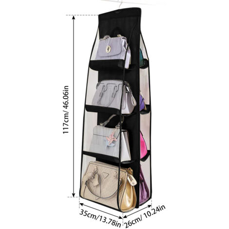 Porte-bagages 4 étages avec 8 poches et crochet métal pour rangement vertical d'accessoires (1/5)