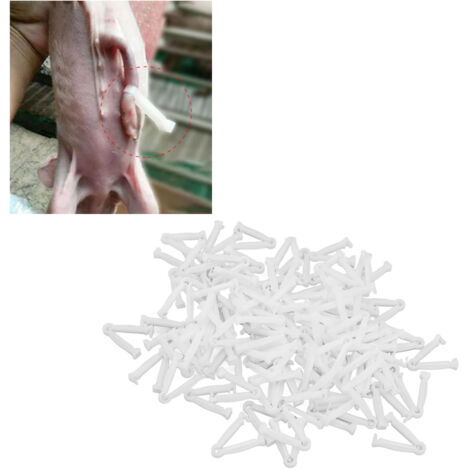 Pinces coupables pour cordons ombilical de porcs - 100 pièces blanches en plastique avec forceps hémostatique pour production porcine et petits animaux (1/5)