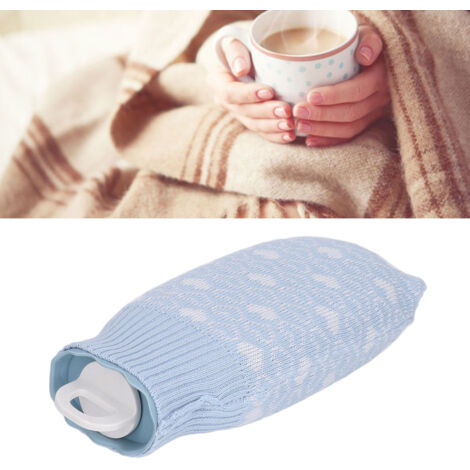 Bouillotte Silicone 550ml Explosion Proof avec Couverture Knit Chouchou Bleu Cartoon (1/5)