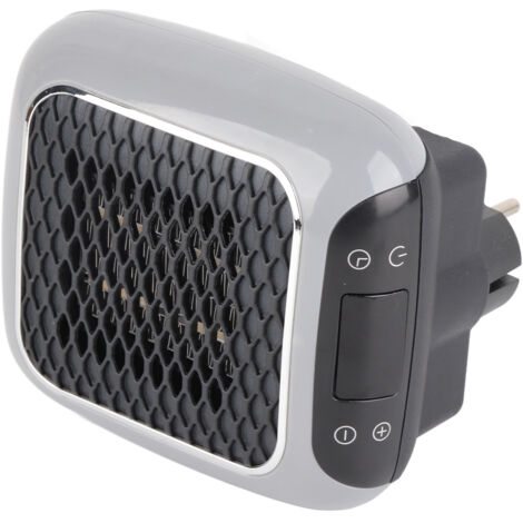 Radiateur portable électrique - Ventilateur chauffant de bureau compact en ABS gris 500g, 800W avec thermostat digital LED et timer programmable (1/5)