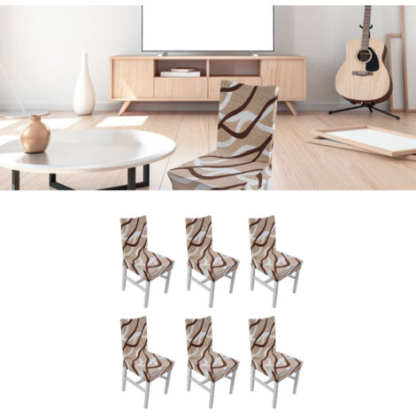 [Housse de chaise] [6PCS] [Type 2] Housse élastique lavable anti-poussière pour chaises sans accoudoirs en bois pour maison, hôtel, restaurant (1/5)
