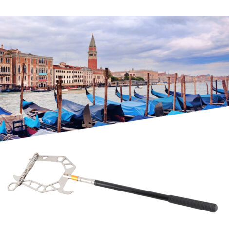 Gaffe Accastillage Rétractable U‑Alu [Mode Hybride: Crochet + Perche + Passe‑Corde] 1.5 m pour Amarrage et Manœuvre Navale