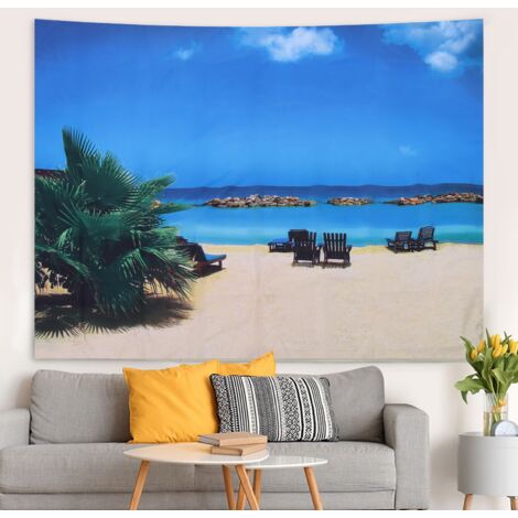 Tapisserie murale Polyester Fabric Décoration du salon/Chambre/Bord de lit/Salle d'entrée 200x150 cm Paysage plage, douce, durable Sans marque sur le mur Fait main décor art, propre à la machine (1/5)