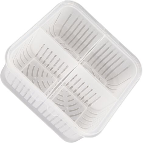 Boîte de Conservation Alimentaire Kitchen Storage - PP Blanc 17x15.5x7.5cm avec Couvercle Transparent et Grille Drainage (1/5)