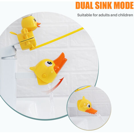 Silicone Tap Extender + 2Faucet Extender + Duck Design + Silicone Material + Yellow Color + 10x7cm/22x10cm Size (1/5)