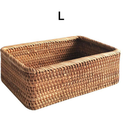 Panier de service en rotin naturel - Modèle maison - 25x17x8cm - Tradition artisanale - Lavable (1/5)