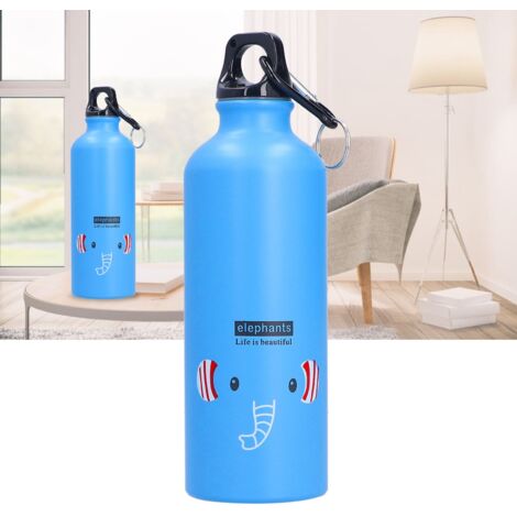 Gourde de Sport en Aluminium pour Enfants 500ml Cute Cartoon Blue Elephant avec Crochet Portable (1/5)