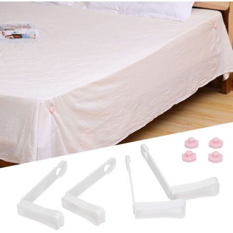 Clip pour Draps Anti-dérapant pour Matelas et Canapés - Lot de 4, Matériau ABS de qualité, Blanc, 137g (1/5)