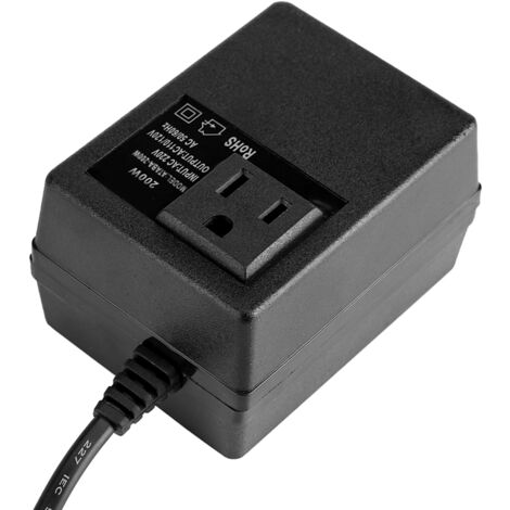Convertisseur de Voltage International de Voyage Transformateur pour Électronique jusqu'à 200W Maxima Matériau Plastique Noir (1/5)