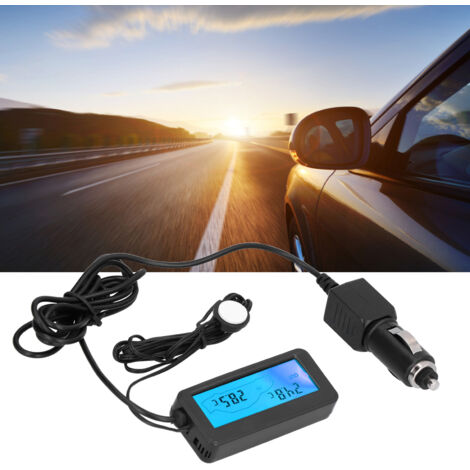 Thermomètre Mini Électronique pour Auto avec Affichage LCD DC12V - Mesure Température Intérieure et Extérieure - Noir ABS, AG10 Batterie, 7.5x3.3x1.4cm (1/5)