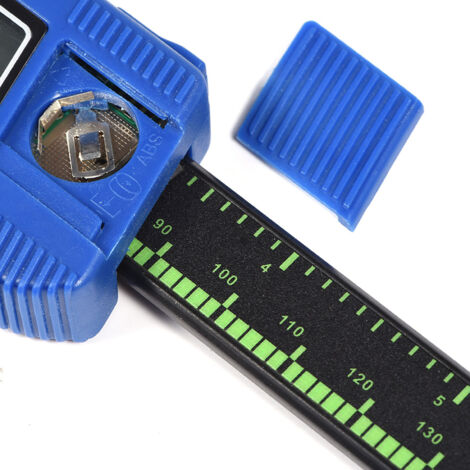 Pied à coulisse numérique avec écran LCD extra-large pour mesurer l'intérieur, l'extérieur, la profondeur et les marches (Blue) - Mesure précise 0-150mm - Modèle léger en plastique (1/5)