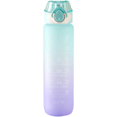 Gourde Sportive Reusable 1000ml avec Bec Silicone et Motivations - Translucide Matte Vert (1/5)
