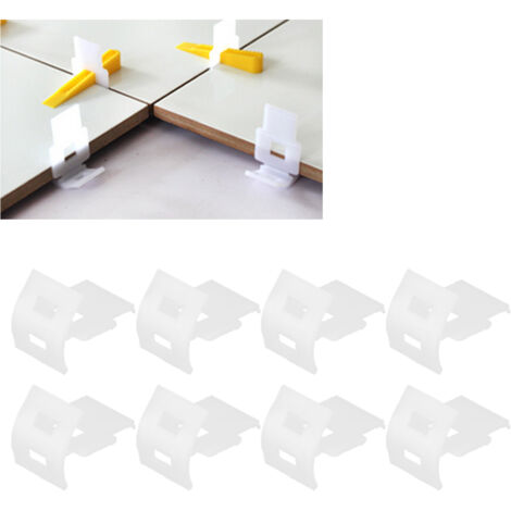 Système de nivellement de carrelage - Lot de 100 équerres de nivellement HDPE blanches pour dalles de 7-12mm (1/5)