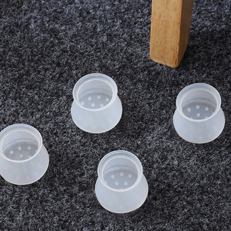 Protecteurs de Pieds de Chaises en Silicone Élastique et Facile à Nettoyer, Fermés et Transparents, pour Tables, Chaises et Cabinets (1/4)
