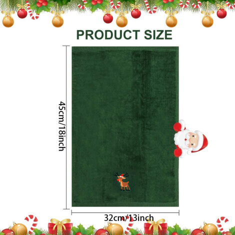 Serviettes de cuisine 4 pièces Premium En Pure Coton - Set Festif pour Noël (32x45cm, Blanc, Jaune, Vert, Rouge) (1/5)
