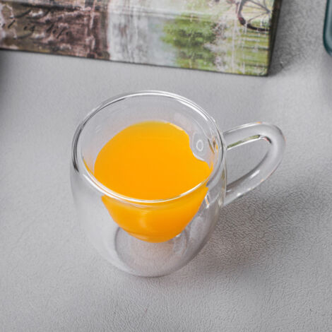 Tasse Espresso Borosilicate Verre Isolée Double Mur Coeur - Multicolore Déco Café Design Unique : 80ml/180ml/280ml Blanc (1/5)