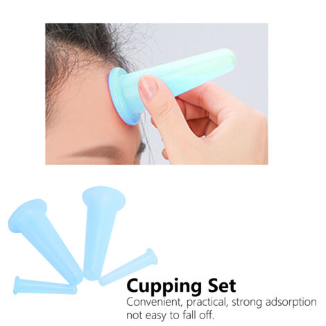 Gant de massage corporel 4 pièces Silicone Ventouses Bleu 2 grandes 2 petites Set de thérapie beauté santé (1/5)