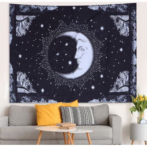 Toile murale décorative à motif lunaire Polyester 200x150cm pour salon chambre - Tapisserie d'art sans marque pour embellissement intérieur (1/5)